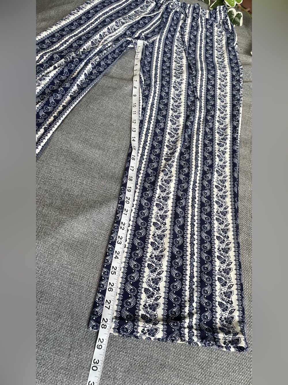 I Believe Boho Palazzo Pants Blue White Stripe Wide Leg Drawstring Size S - Picture 9 of 9